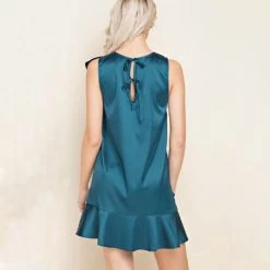 Indigo Boutique Sea Green Ruffle Silk Dress Sale