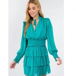 Indigo Boutique Tops Teal Ruffle Blouse And Skirt Set