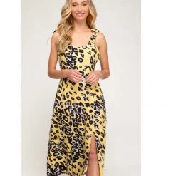 Indigo Boutique Yellow Animal Print Dress