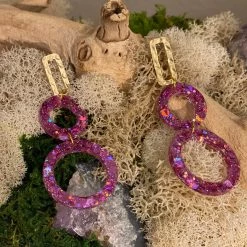 Indigo Boutique Pink Circle Acrylic Earrings