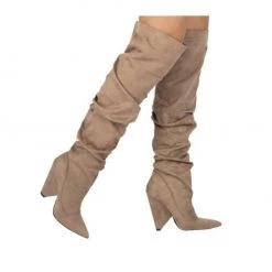 Indigo Boutique Taupe Over The Knee Boots Shoes