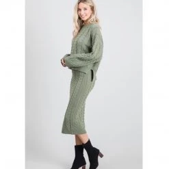 Indigo Boutique Olive Midi Skirt Sweater Set Sale