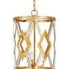 Indigo Boutique JACKSON SILVER & GOLD LEAF METAL CUTOUT PENDANT Furniture