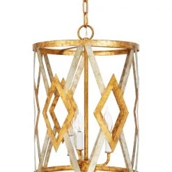 Indigo Boutique JACKSON SILVER & GOLD LEAF METAL CUTOUT PENDANT Furniture