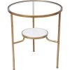 Indigo Boutique Furniture SOMOERVILLE GOLD AND WHITE MARBLE ACCENT TABLE WITH GLASS TOP